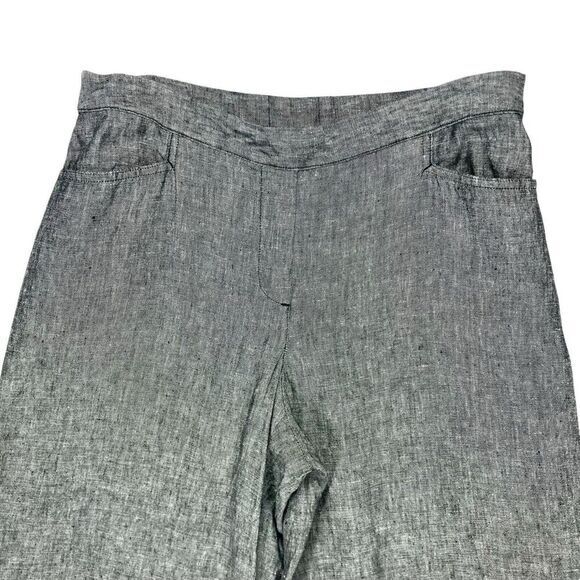 J. Jill Linen Pants Womens Large Petite Gray Wide Leg Elastic Waistband Relaxed - Picture 2 of 15